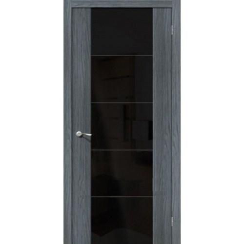 Дверь межкомнатная эко шпон коллекция Vetro, V4, 2000х400х40 мм., остекленная, CT-Black Star, Ego