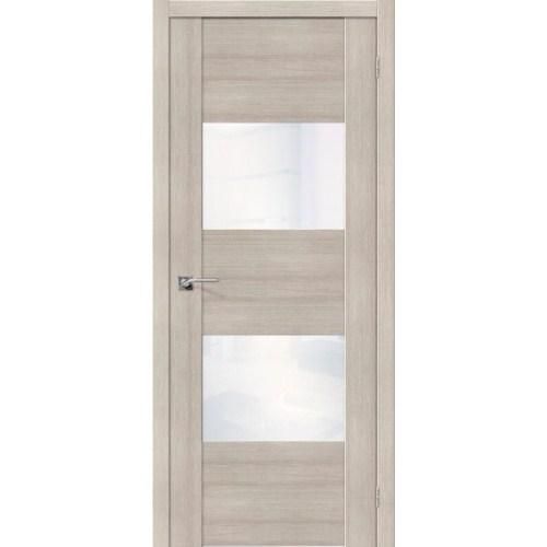 Дверь межкомнатная эко шпон коллекция Vetro, VG2, 2000х600х40 мм., остекленная, CT-White Pearl, Cappuccino Melinga
