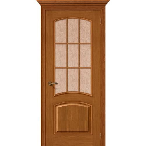 Дверь межкомнатная шпонированная коллекция Комфорт, Капри-3 Люкс, 2000х400х40 мм., остекленная Рифленое, золотой орех (Д-24)