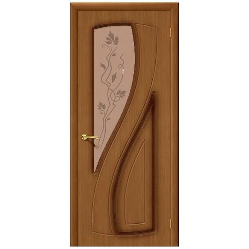 Дверь межкомнатная шпонированная коллекция Стандарт, Лагуна, 2000х900х40 мм., остекленная Художественное, орех (Ф-11)